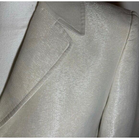 Ellen Tracy Cream White Sparkly Metallic Blazer Jacket Size 8 - Picture 7 of 12
